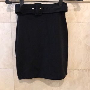 Sexy black Lycra mini skirt with attached belt